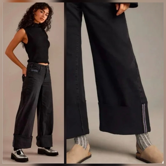 Anthropologie Denim - ❤️ ANTHROPOLOGIE PILCRO WIDE LEG JEANS SPORT CUFF JEANS, WASHES BLACK, 2 (26)